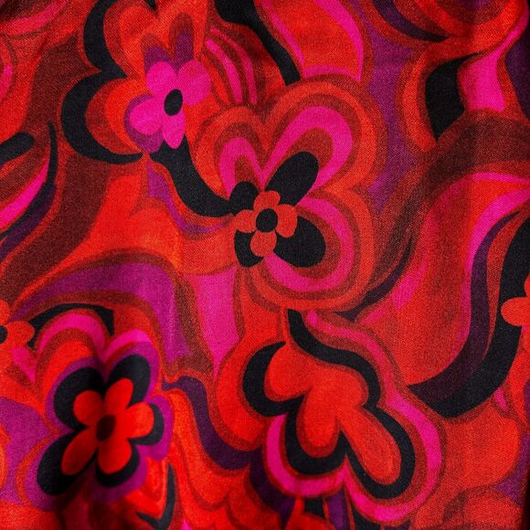 For Love & Lemons NWT Davina Pink Red Floral Plunge Tie Front LS Top Size XS - Picture 9 of 15